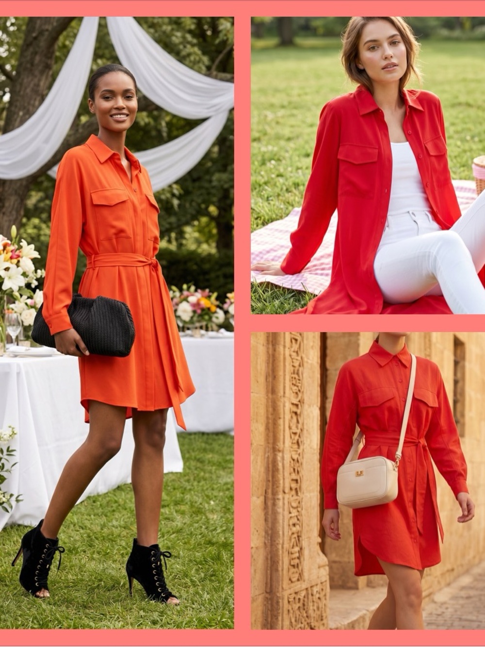 Hugo Boss Bright Orange-Red Shirt Dress